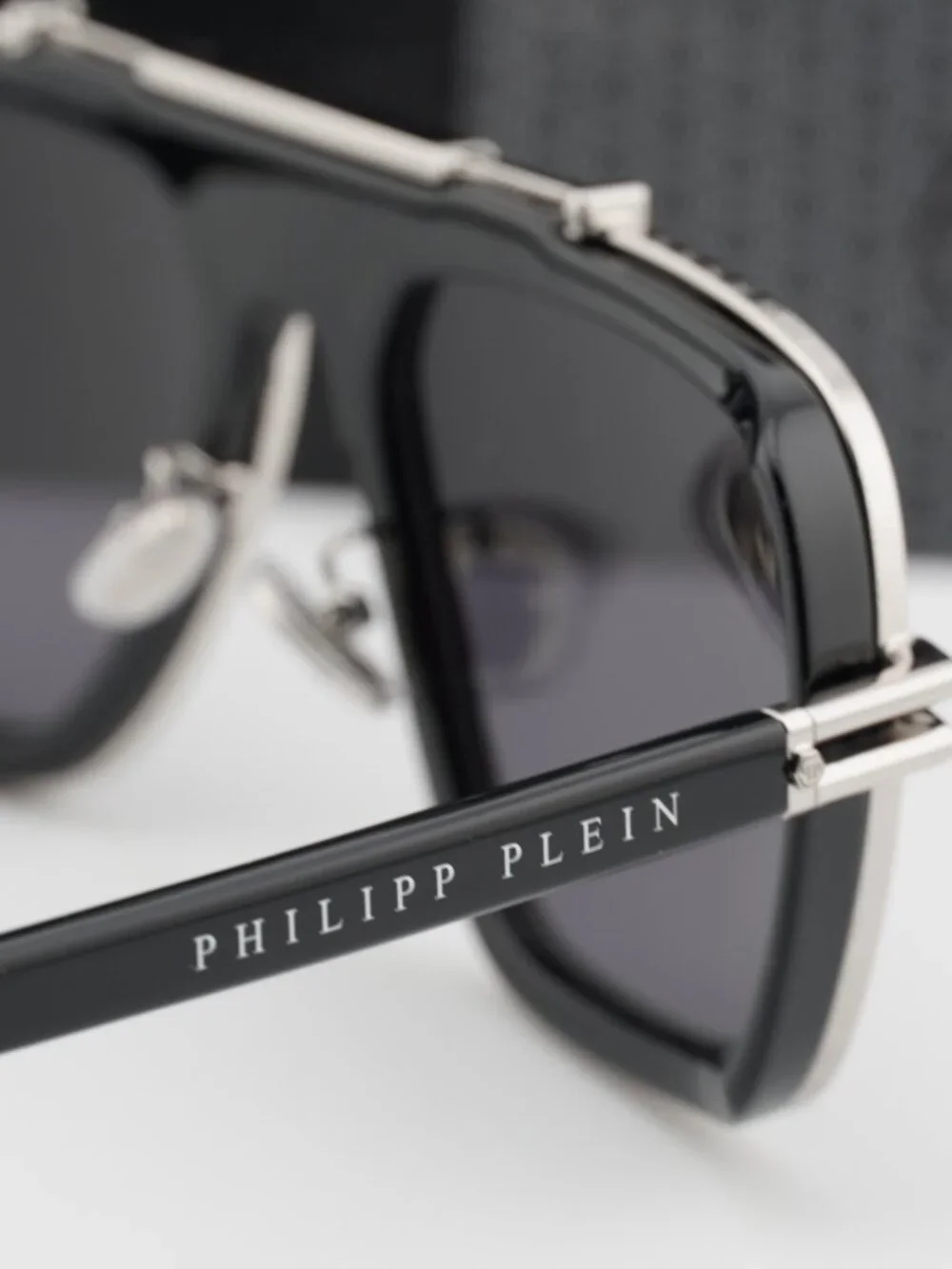 Philipp Plein SPP109M 0700 Aviator Sunglasses – Shiny Black/Grey